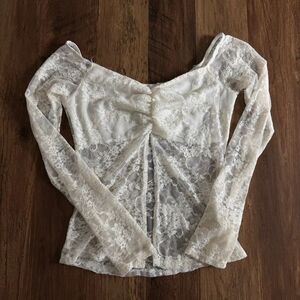 Blush white lace top